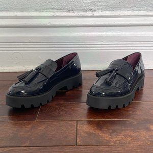Sarto by Franco Sarto Navy Patent Leather Tassel Platform Loafers 7.5